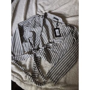 Striped tie waist crop top